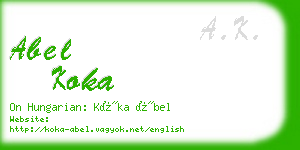 abel koka business card